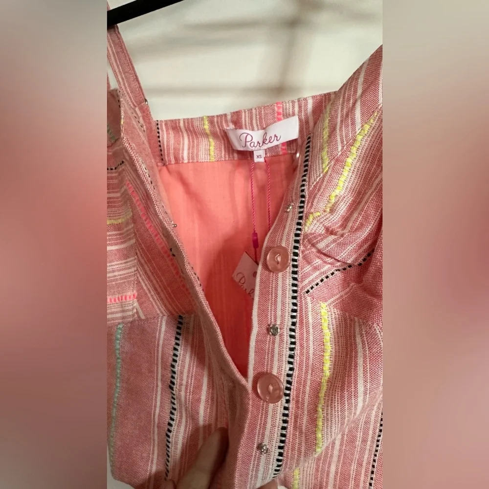 NWT Parker Katarina Pink Striped Button Front Crop Top Size XS - Picture 6 of 12